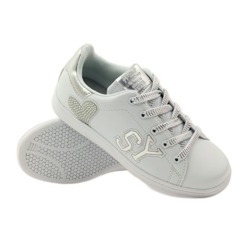 American Club American heart sneakers with leather insole white grey 3