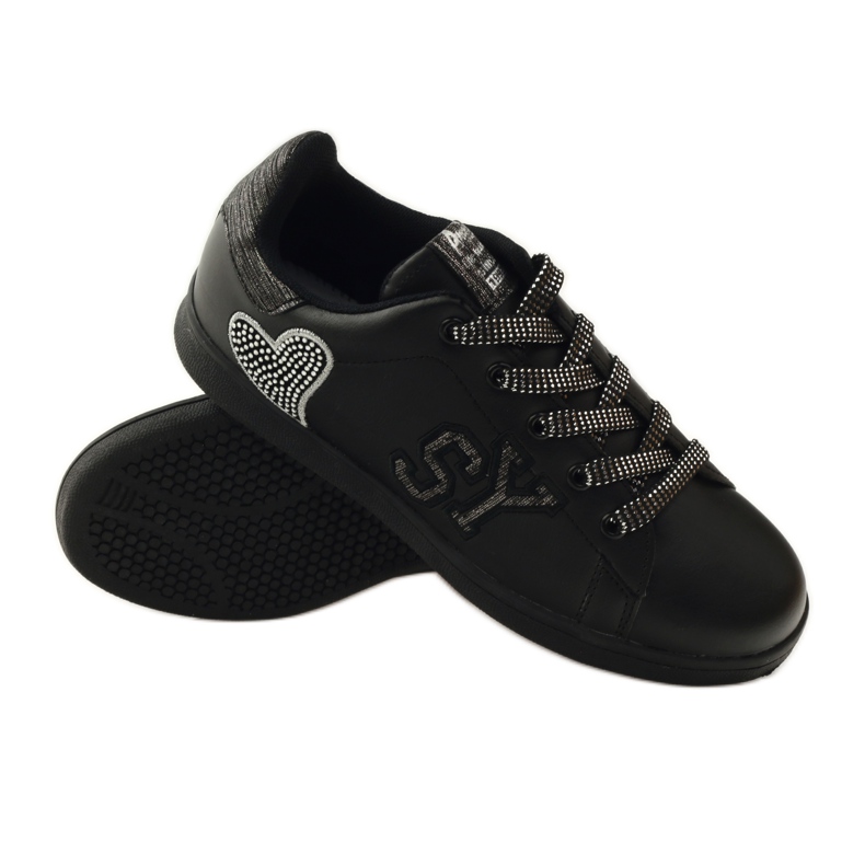 American Club American heart sneakers with leather insole grey black 3