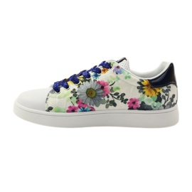 American Club Floral American sneakers with leather inlay navy blue pink white 2