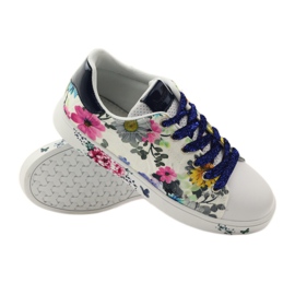 American Club Floral American sneakers with leather inlay navy blue pink white 3