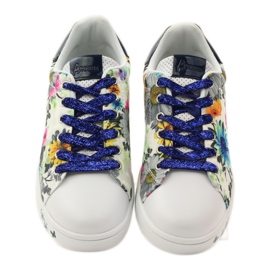 American Club Floral American sneakers with leather inlay navy blue pink white 4