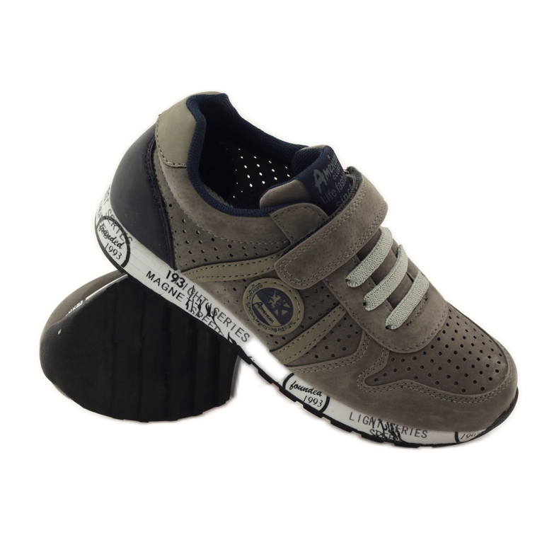 American Club Punched American sports leather footbed navy blue grey 3