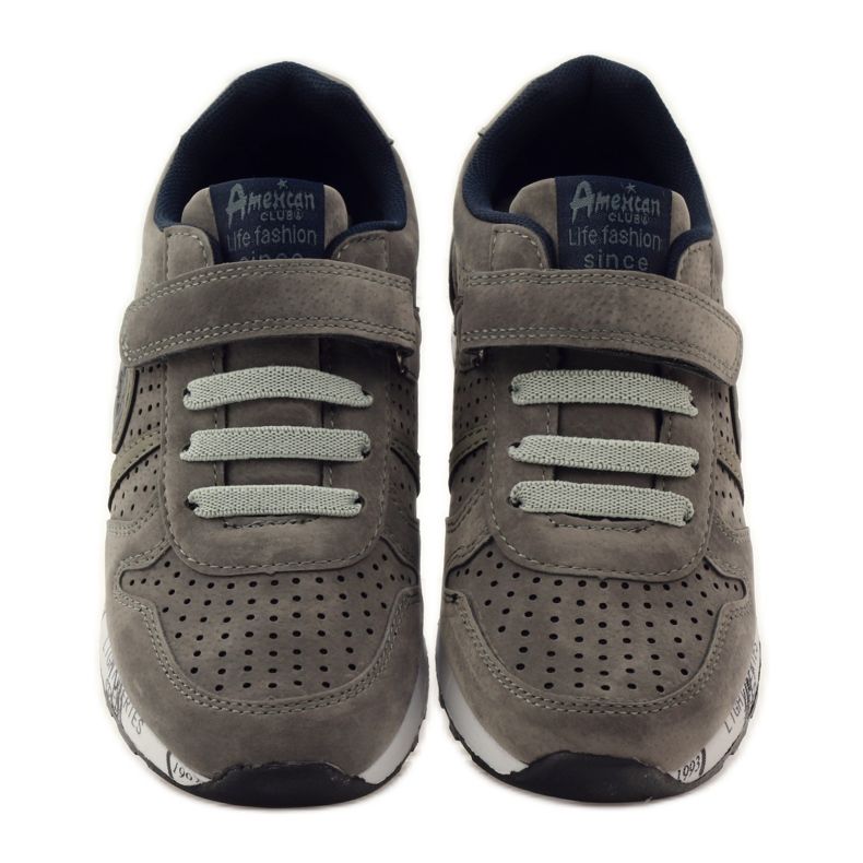 American Club Punched American sports leather footbed navy blue grey 4 American Club Punched American sports leather footbed navy blue grey 4