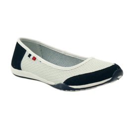 Leather women's ballerinas Filippo white navy blue 1 Leather women's ballerinas Filippo white navy blue 1