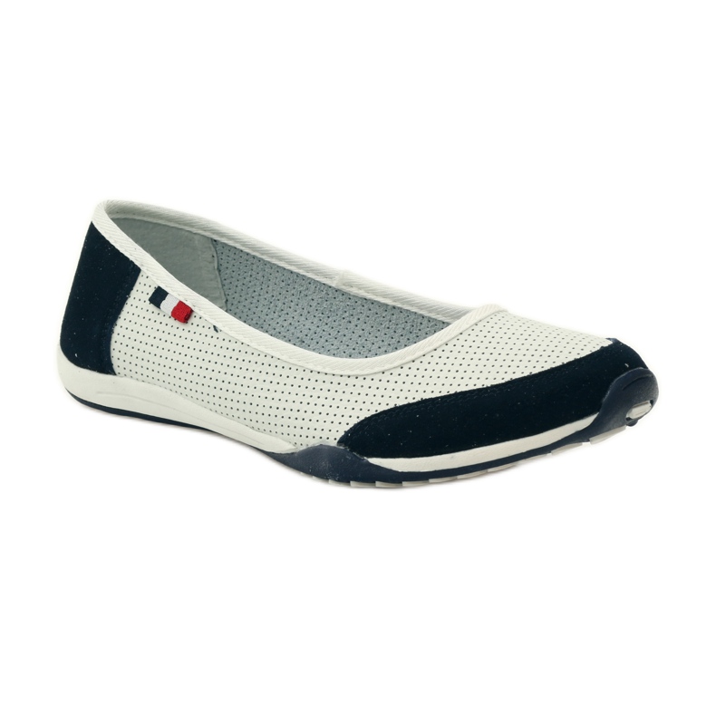 Leather women's ballerinas Filippo white navy blue 1 Leather women's ballerinas Filippo white navy blue 1