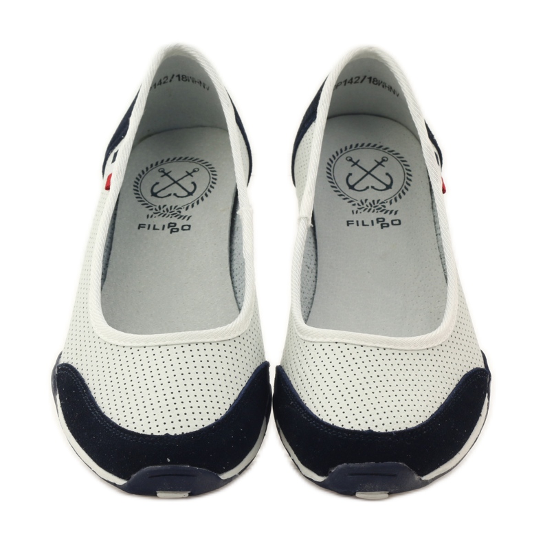 Leather women's ballerinas Filippo white navy blue 4 Leather women's ballerinas Filippo white navy blue 4
