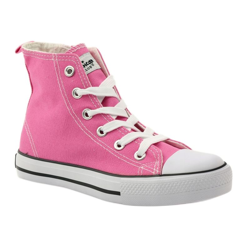 American Club Women's slider sneakers and pink laces 1