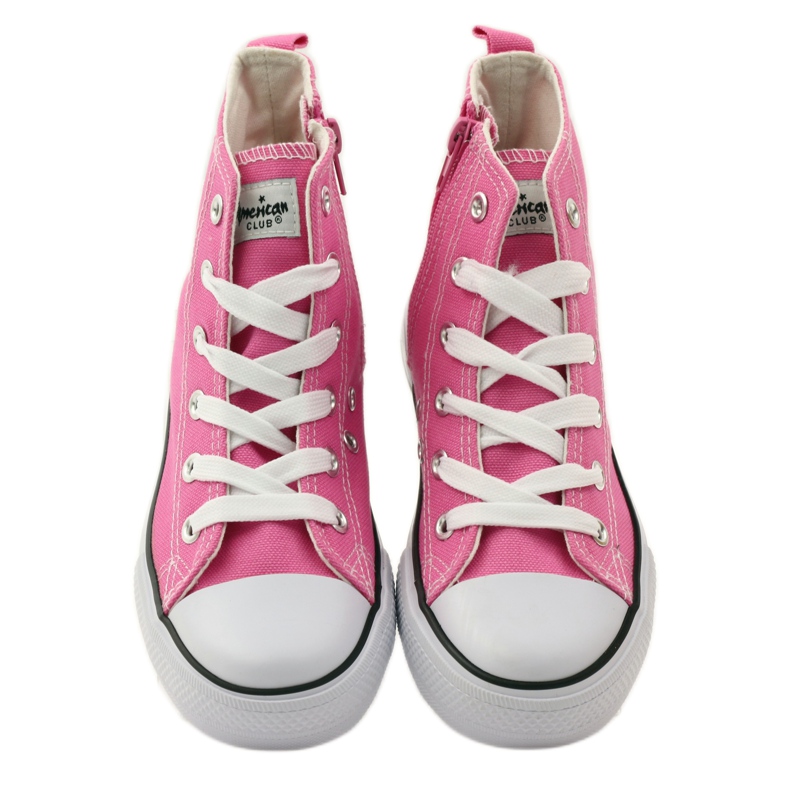 American Club Women's slider sneakers and pink laces 4