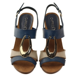 Caprice women's leather sandals 28307 brown yellow navy blue 4
