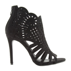 Black open toe boots open toe M286 Black 1