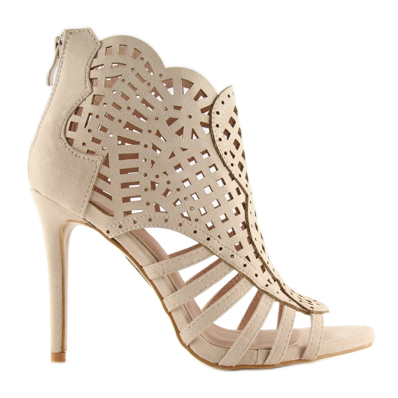 Open toe beige open toe boots M286 Beige 1