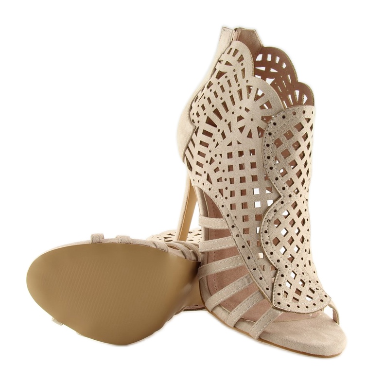 Open toe beige open toe boots M286 Beige 2