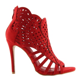 Open toe red open toe boots M286 Red 1