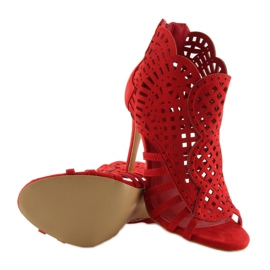 Open toe red open toe boots M286 Red 2