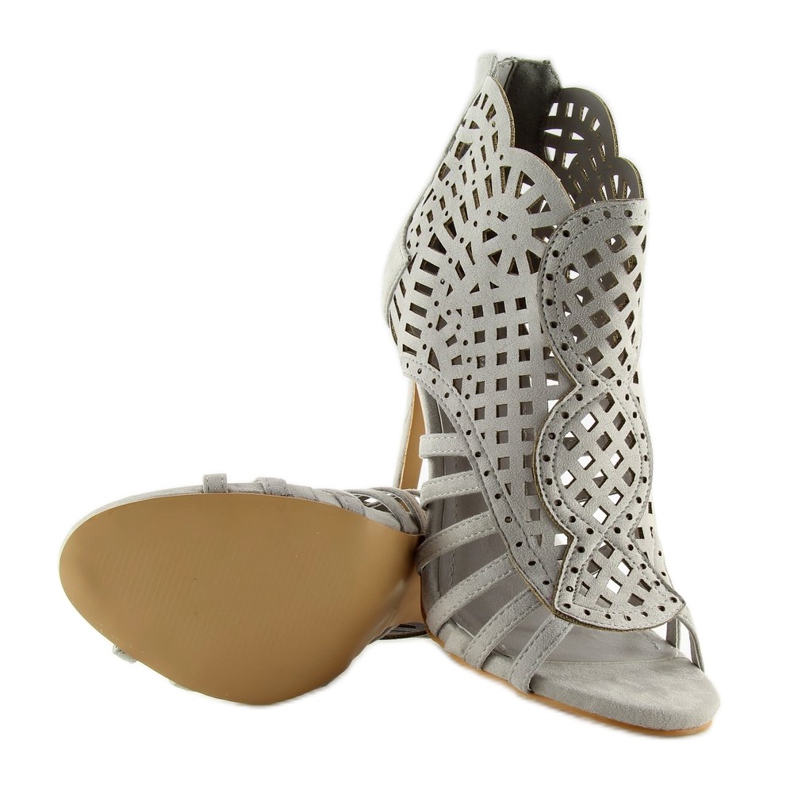 Gray open toe boots open toe M286 gray grey 2