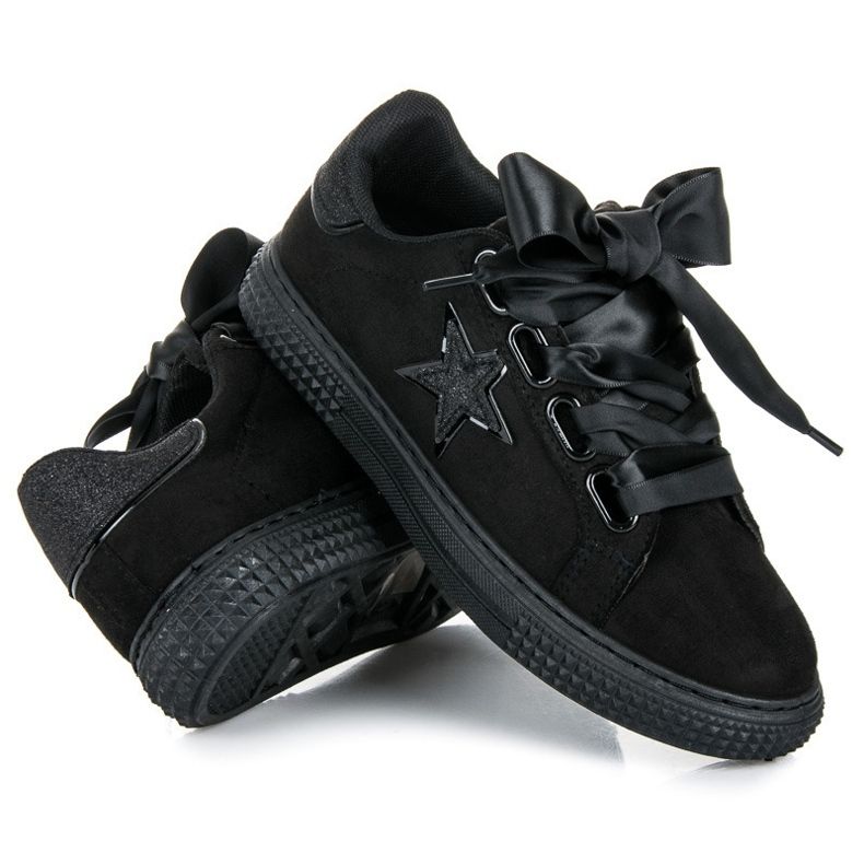Stylish suede sneakers black 2