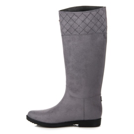 High suede wellies grey 1