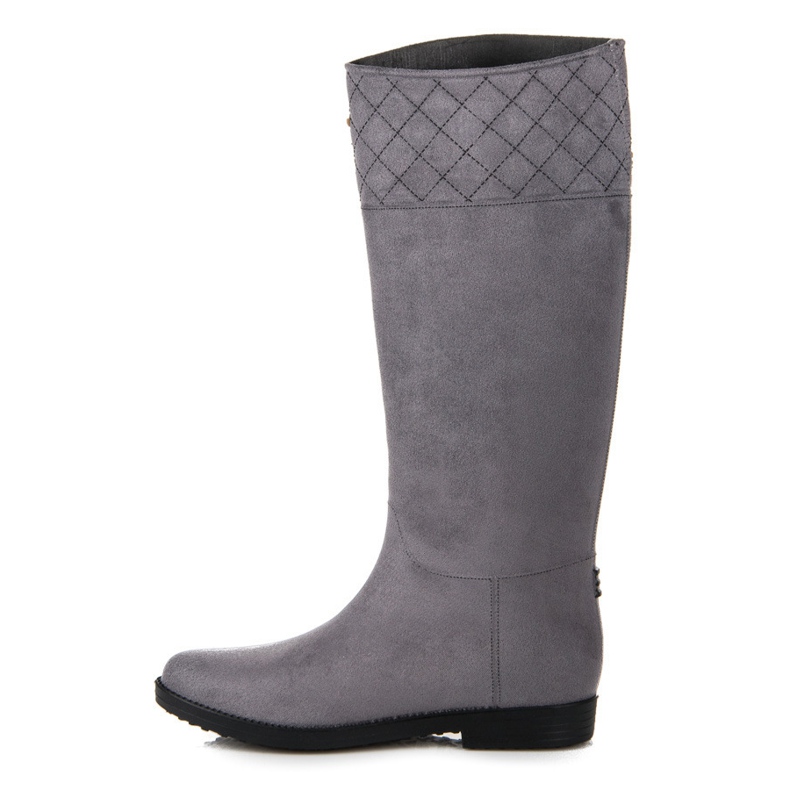 High suede wellies grey 1
