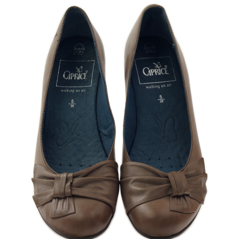 Women's pumps with a Caprice 22307 bow brown multicolored 4
