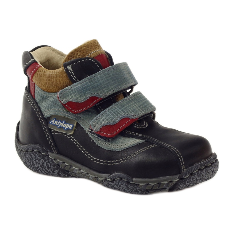 Antylopa Velcro baby booties. Antelope navy blue black red 1