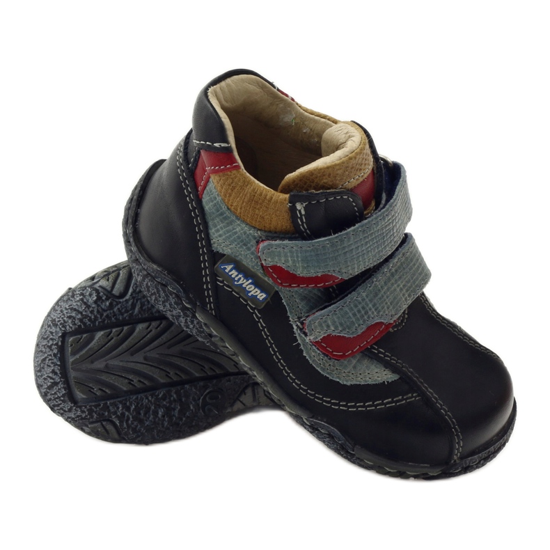 Antylopa Velcro baby booties. Antelope navy blue black red 3