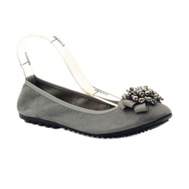 Filippo Ballerinas with a bow and gray beads grey 1