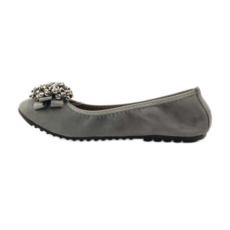 Filippo Ballerinas with a bow and gray beads grey 2