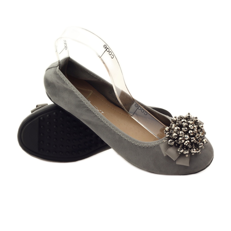 Filippo Ballerinas with a bow and gray beads grey 3