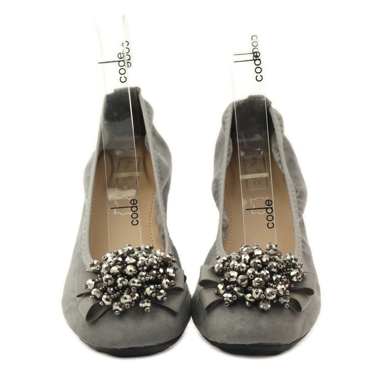 Filippo Ballerinas with a bow and gray beads grey 4
