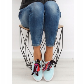Sneakers laced with a ribbon blue XL09P L.BLUE 1