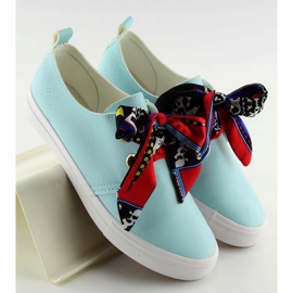 Sneakers laced with a ribbon blue XL09P L.BLUE 2