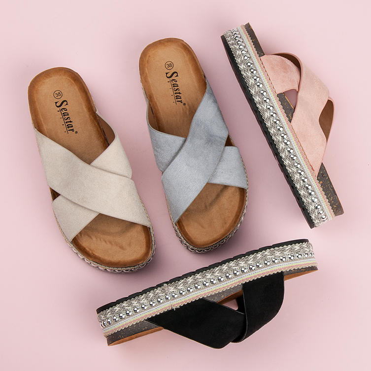 Seastar Suede slippers on the platform black 1