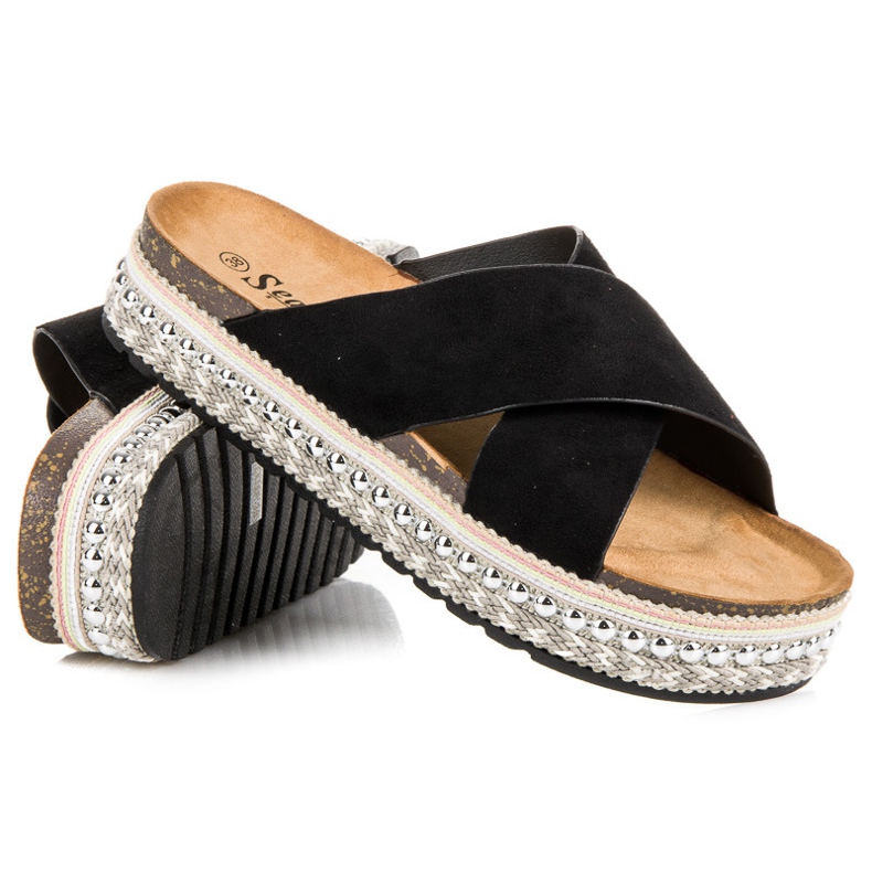Seastar Suede slippers on the platform black 2
