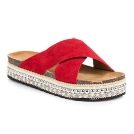 Seastar Suede slippers on the platform red 2