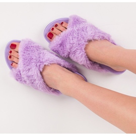 Stylish fur slippers violet 1