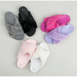 Stylish fur slippers pink 1