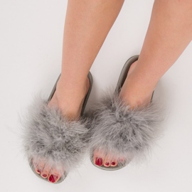 Slippers with fur grey 8