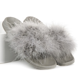 Slippers with fur grey 3