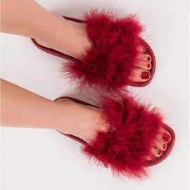 Slippers with fur red 2