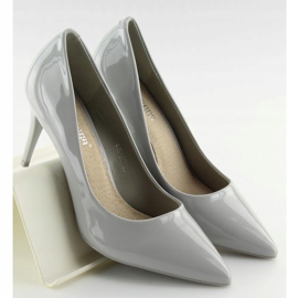 Gray lacquered women's pumps LEI-83 Gray grey 1