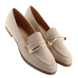 Women's beige loafers T315P Nude 1