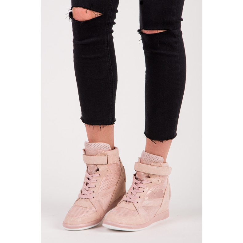 Vices Tied wedge sneakers pink 2