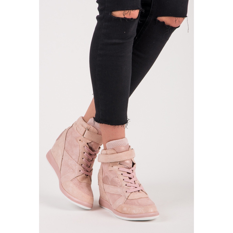 Vices Tied wedge sneakers pink 1