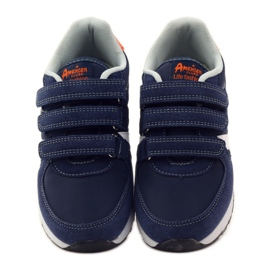 American Club American sneakers with leather insole navy blue orange white 4