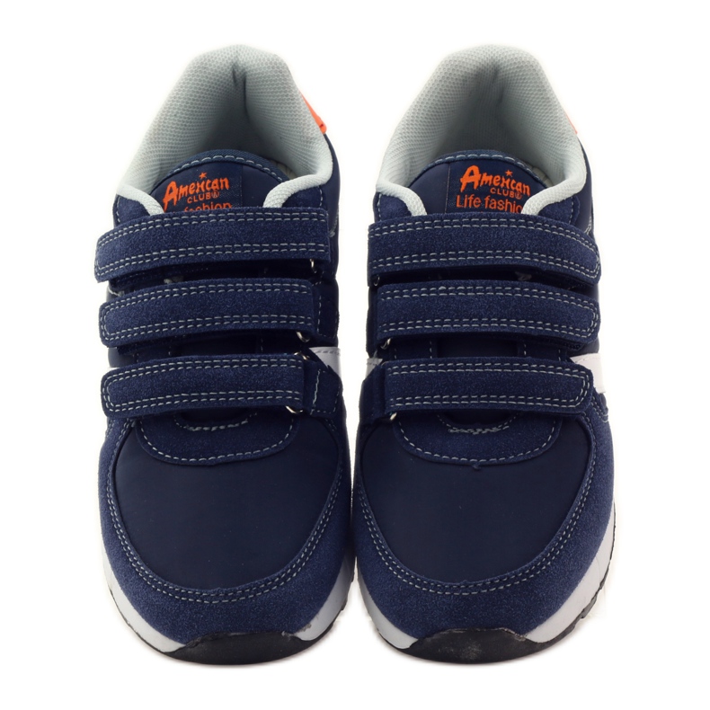 American Club American sneakers with leather insole navy blue orange white 4