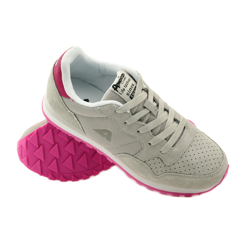 American Club American 6506 leather sports tied grey pink 3