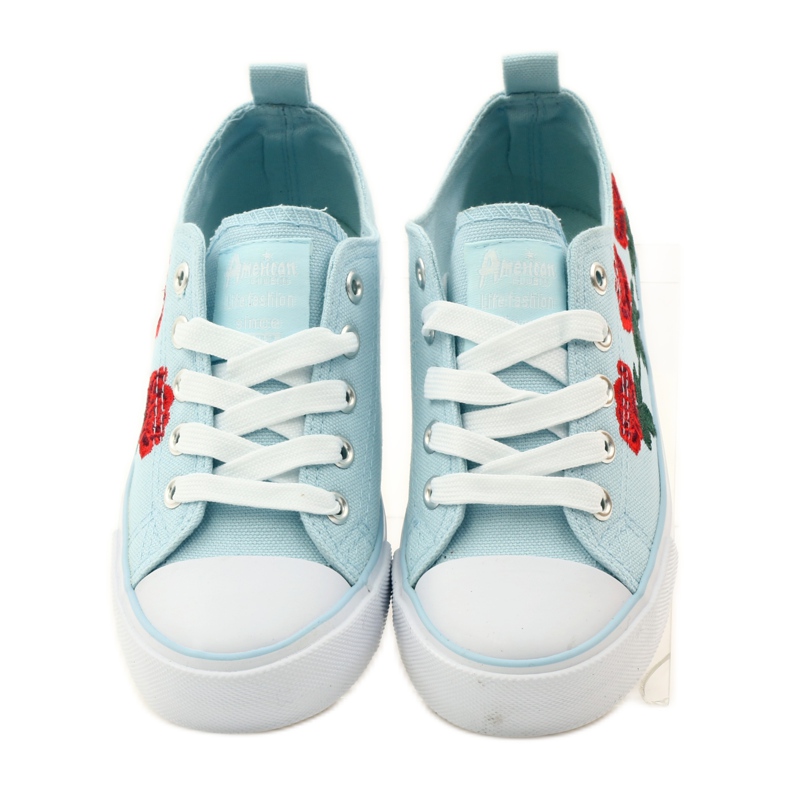 American Club Sneakers with embroidered roses American 17035 blue white 4 American Club Sneakers with embroidered roses American 17035 blue white 4