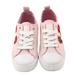 American Club Sneakers with embroidered roses American 17035 pink green 4
