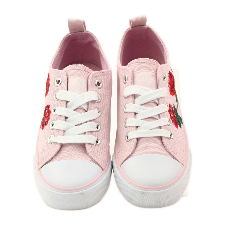 American Club Sneakers with embroidered roses American 17035 pink green 4