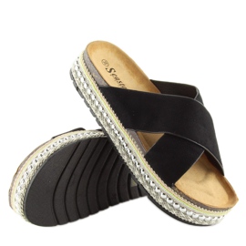 Black women's black slippers CK15P black 1